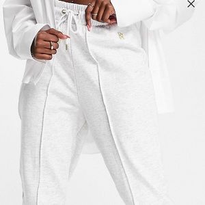 New never worn gray joggers with seam detailing